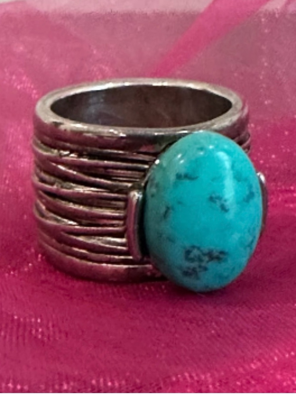 PREMIER DESIGNS Granada Silver Wide Band Ring Faux Turquoise size 7